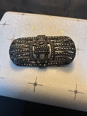 Vintage Art Deco Sterling Silver Marcasite Bow Brooch Pin 925 10g